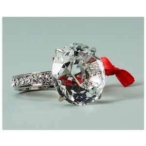 Lenox Clear Crystal Solitaire Ring with Red Accent Bow